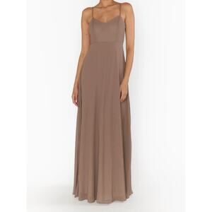 show me your mumu faith maxi dress dune brown chiffon women medium